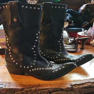 Studded Black Leather Boots